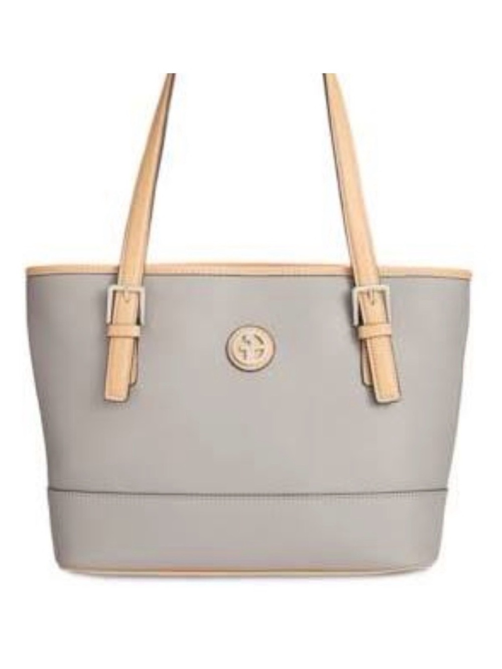 Giani Bernini Saffiano Tote Bag Gray Tan New With Tags